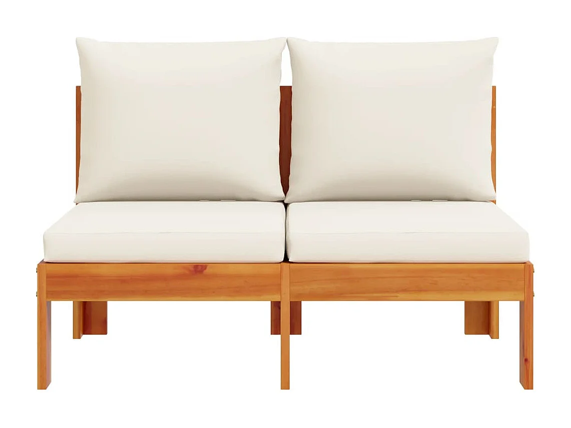 Canapé de jardin sans accoudoirs coussins 2 places bois acacia