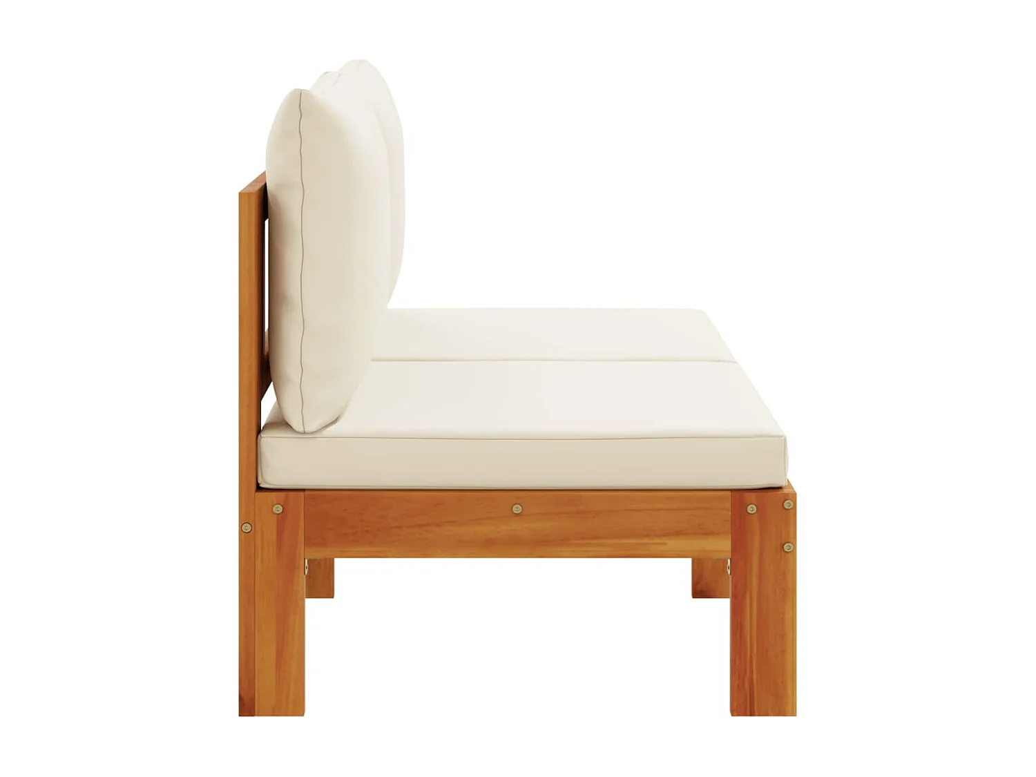 Canapé de jardin sans accoudoirs coussins 2 places bois acacia