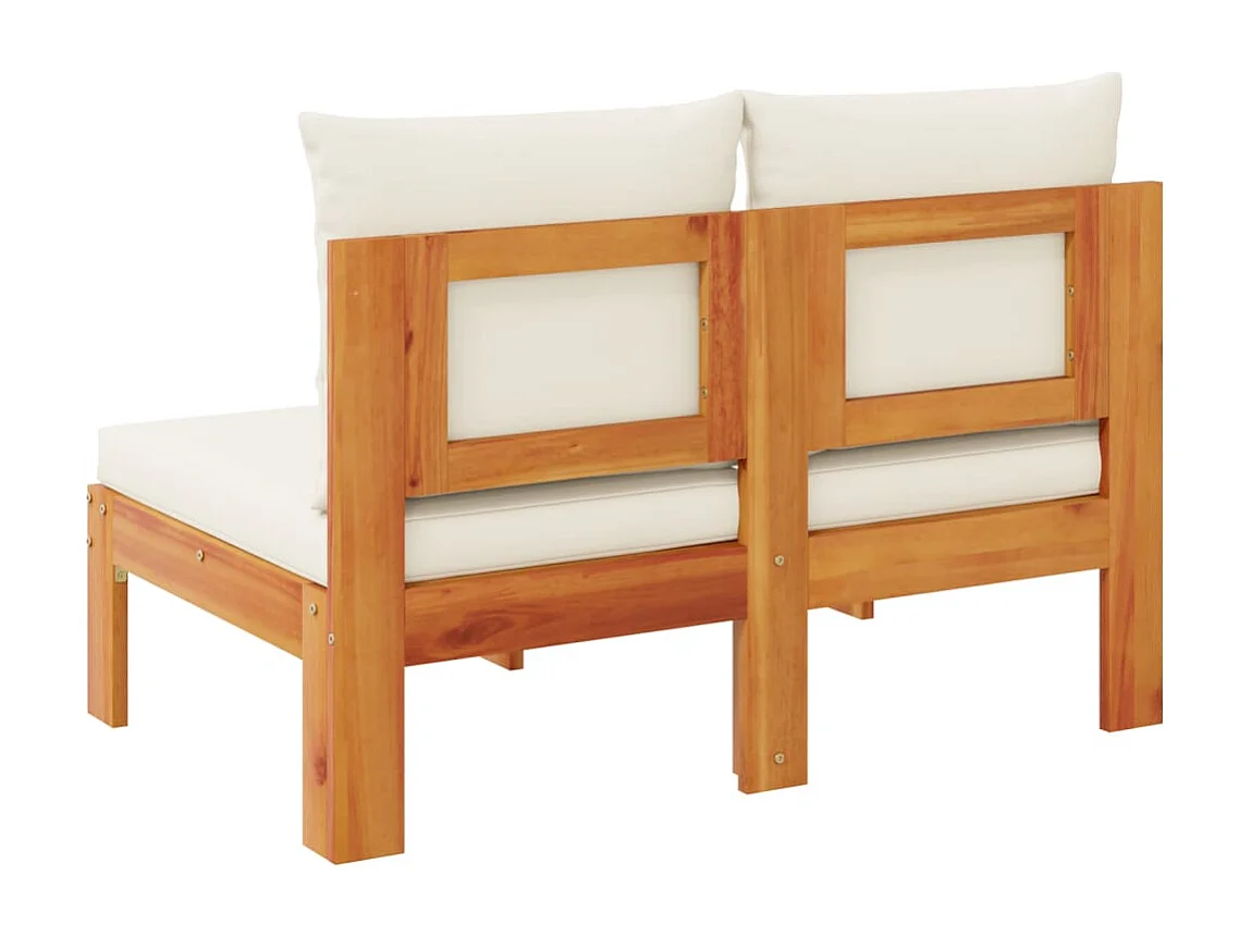 Canapé de jardin sans accoudoirs coussins 2 places bois acacia