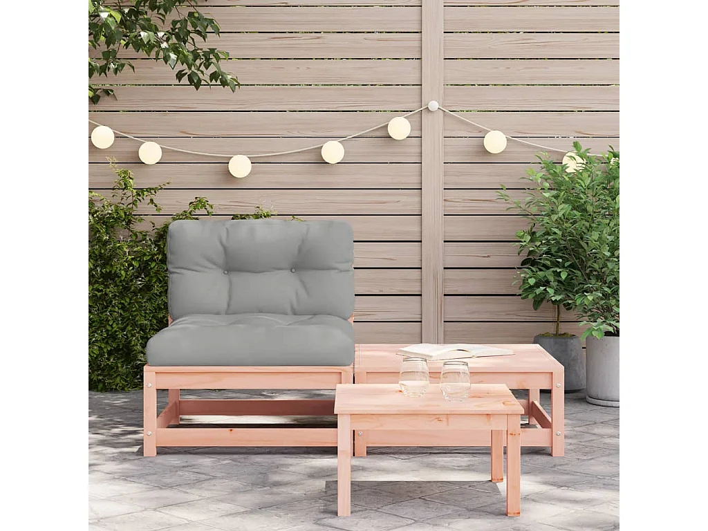 Canapé de jardin sans accoudoirs avec coussins et repose-pieds