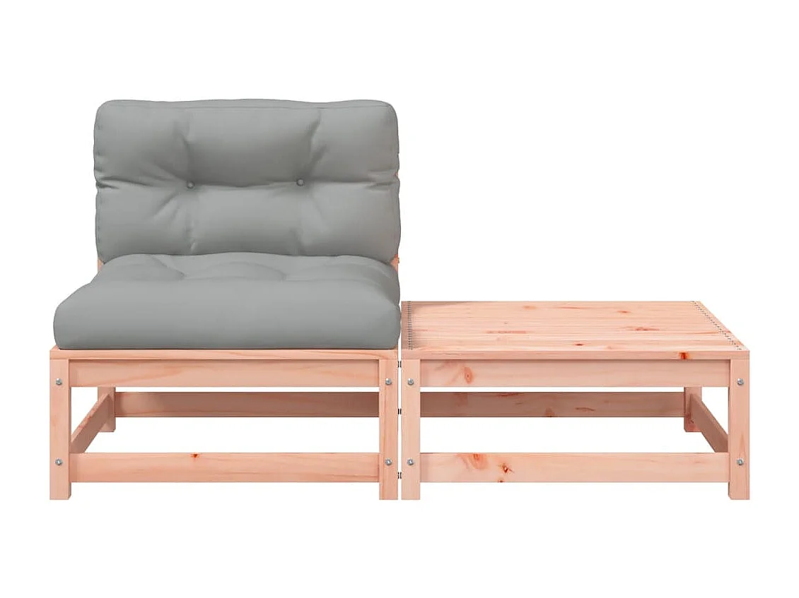 Canapé de jardin sans accoudoirs avec coussins et repose-pieds