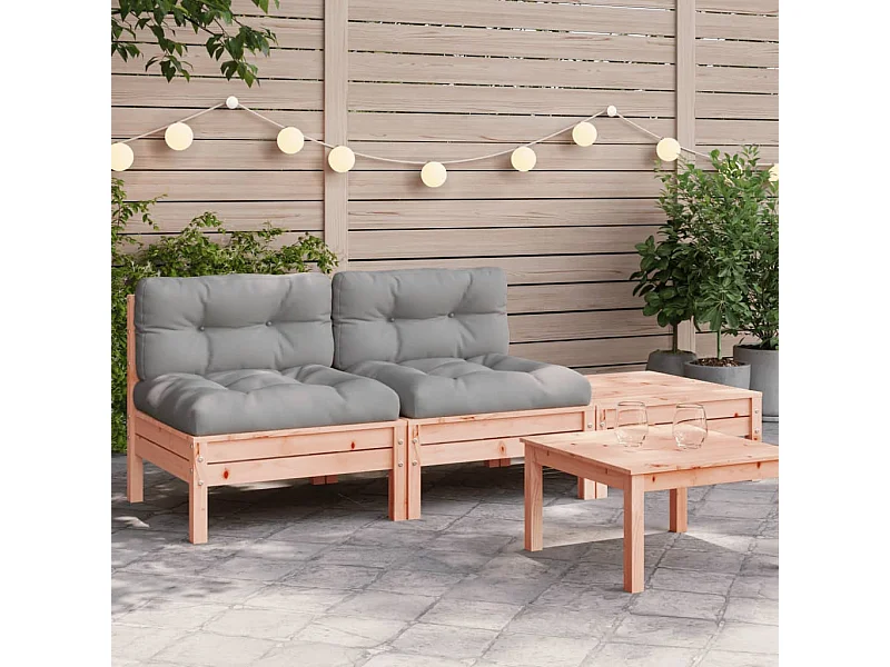 Canapé de jardin avec coussins et repose-pied 2 places