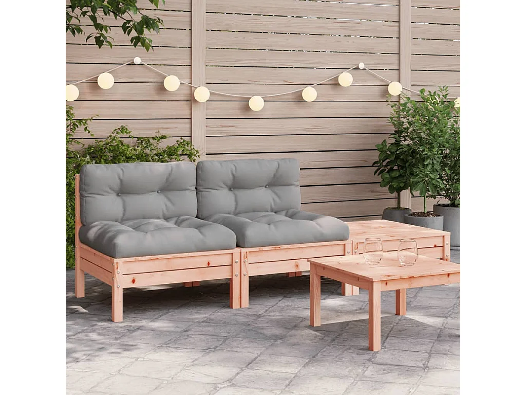 Canapé de jardin avec coussins et repose-pied 2 places