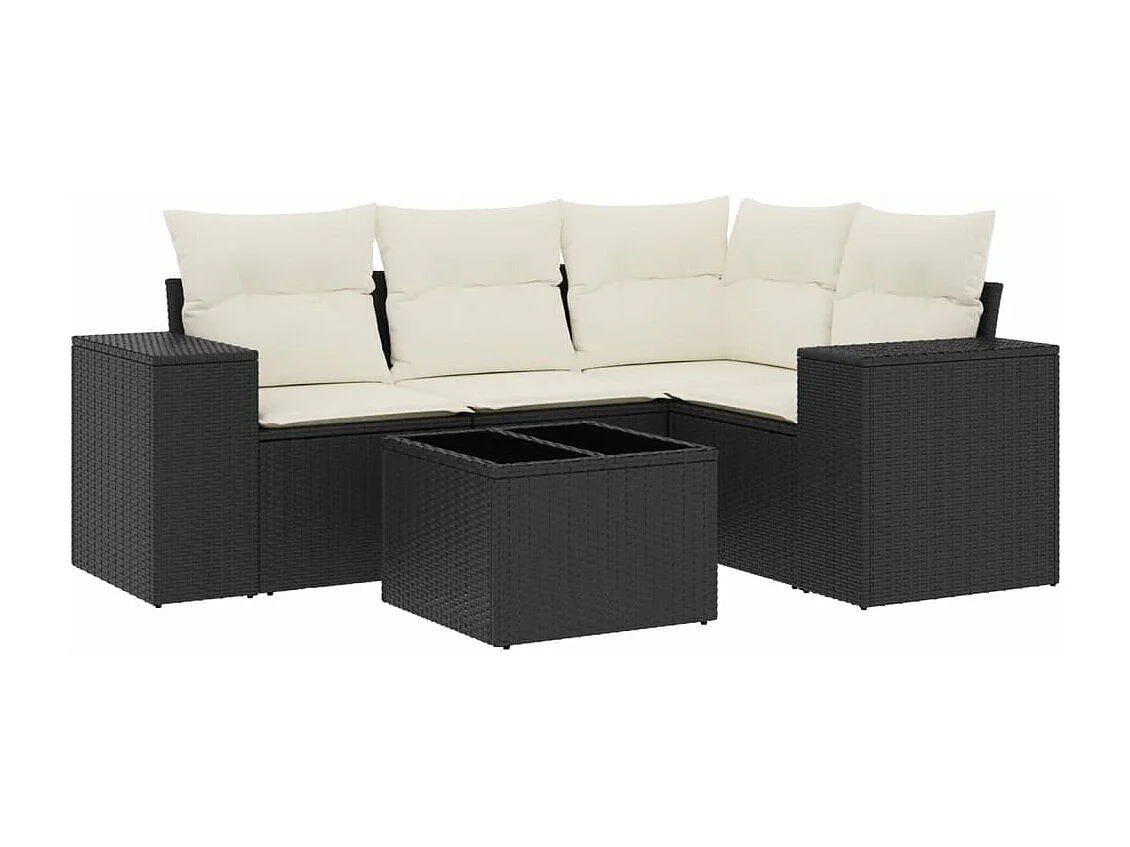 Stück Gartenmöbel mit schwarzen geflochtenen Harzkissen