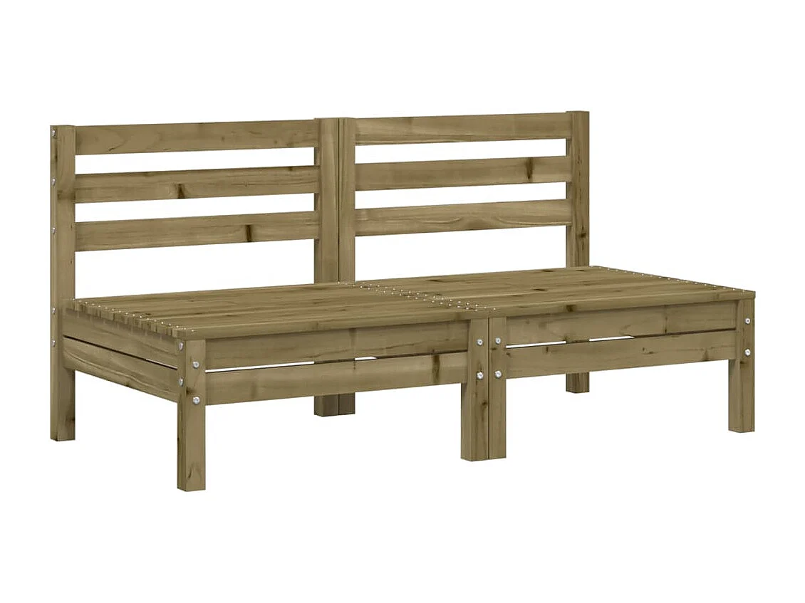 Canapés de jardin sans accoudoirs 2 pcs bois pin imprégné
