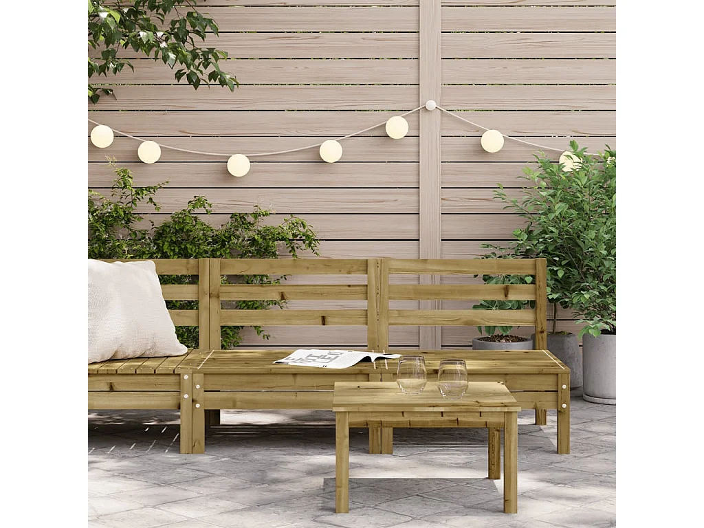 Canapés de jardin sans accoudoirs 2 pcs bois pin imprégné