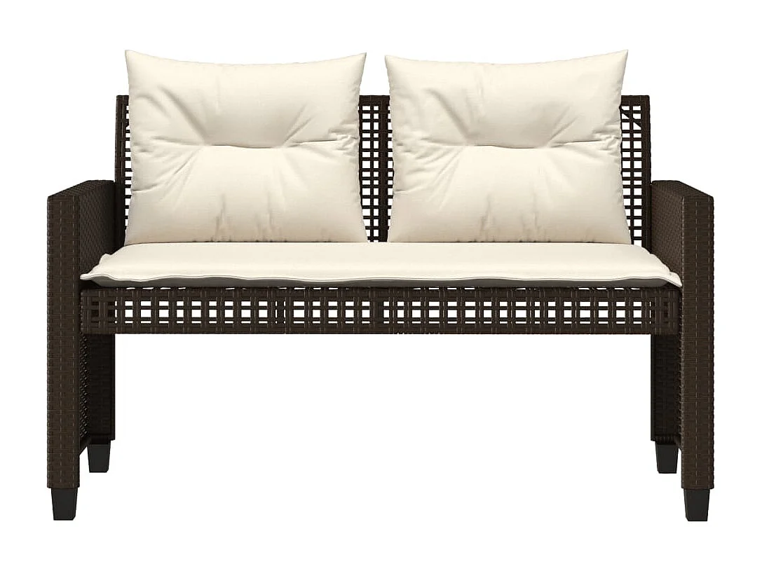 Mobile da giardino con cuscini 4 pezzi in vetro resina intrecciata marrone