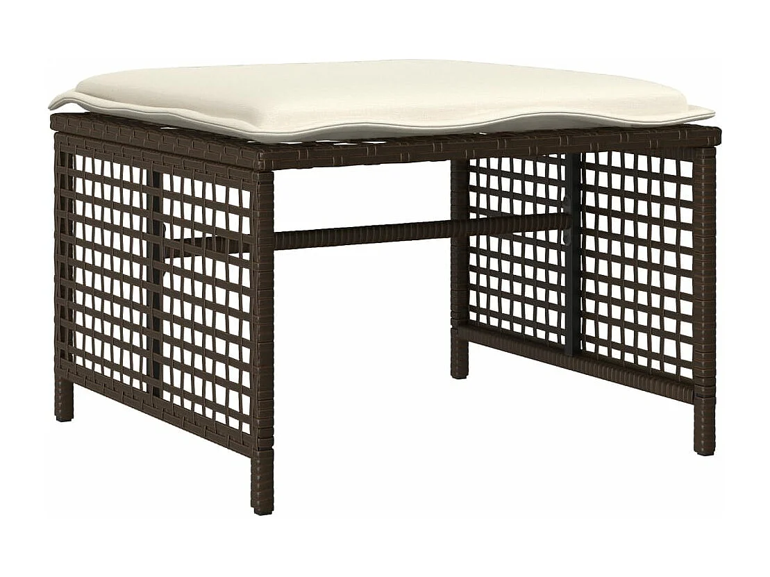 Mobile da giardino con cuscini 4 pezzi in vetro resina intrecciata marrone