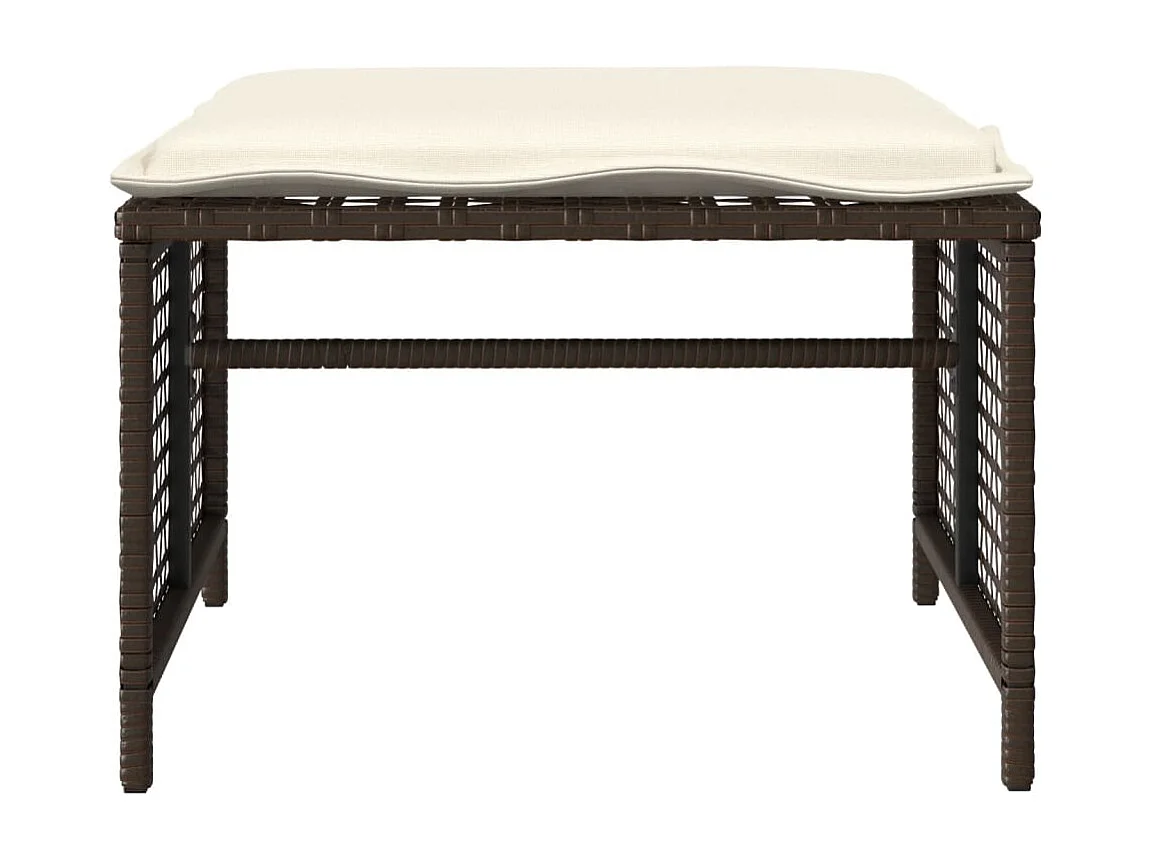 Mobile da giardino con cuscini 4 pezzi in vetro resina intrecciata marrone