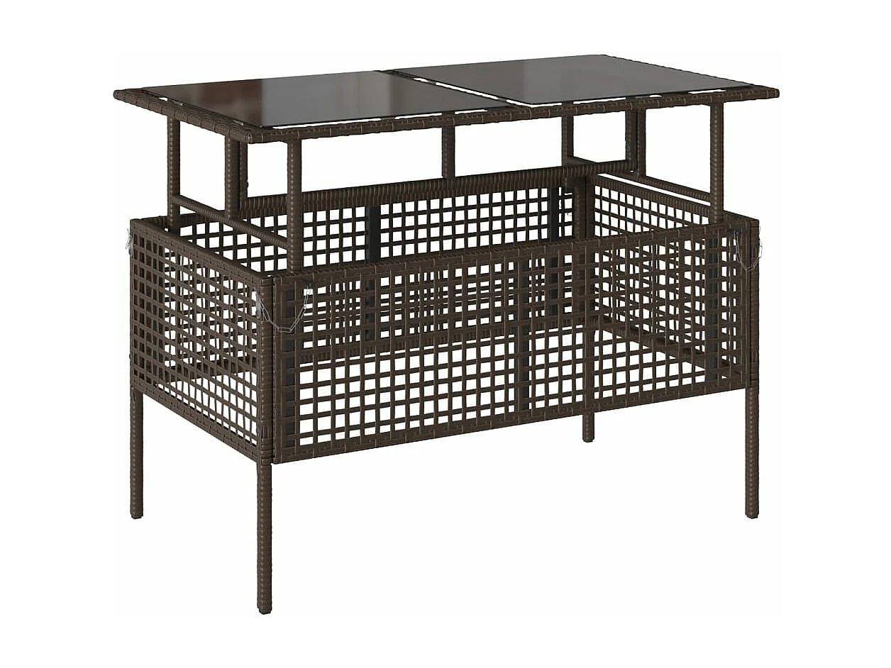 Mobile da giardino con cuscini 4 pezzi in vetro resina intrecciata marrone