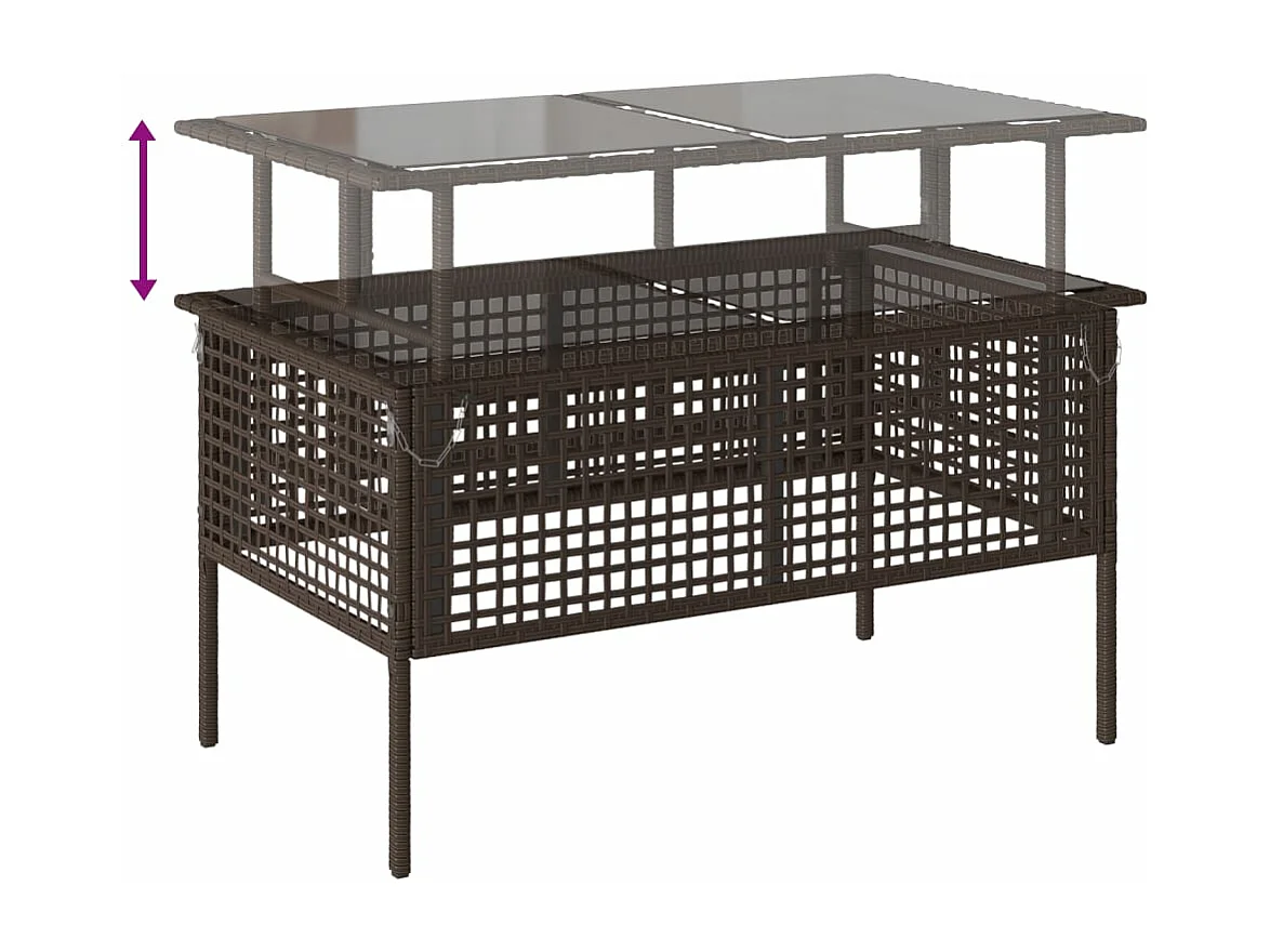 Mobile da giardino con cuscini 4 pezzi in vetro resina intrecciata marrone