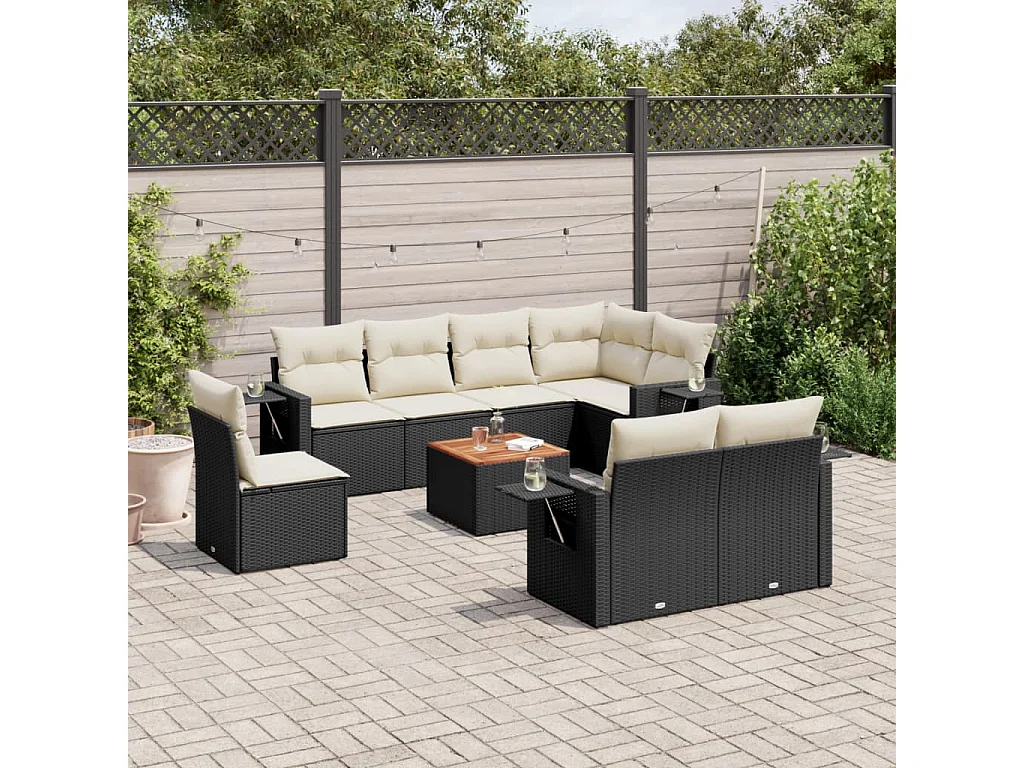 Stück Gartenmöbel mit schwarzen geflochtenen Harzkissen