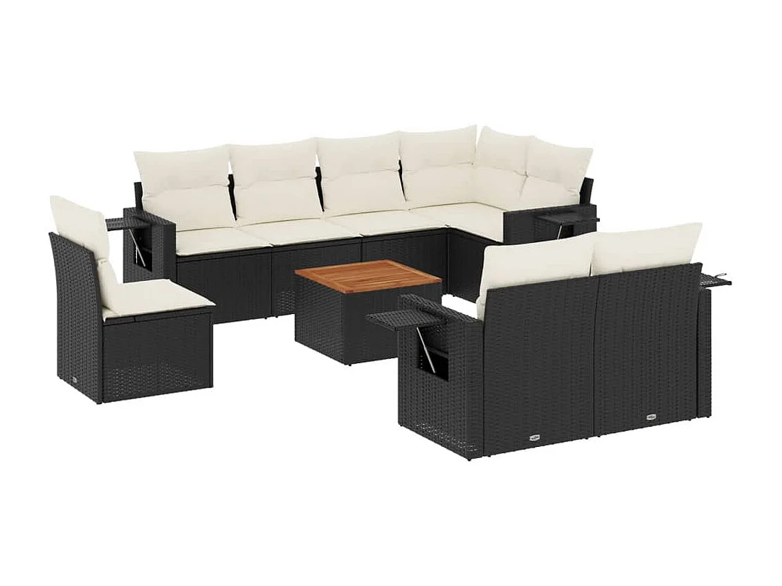 Stück Gartenmöbel mit schwarzen geflochtenen Harzkissen