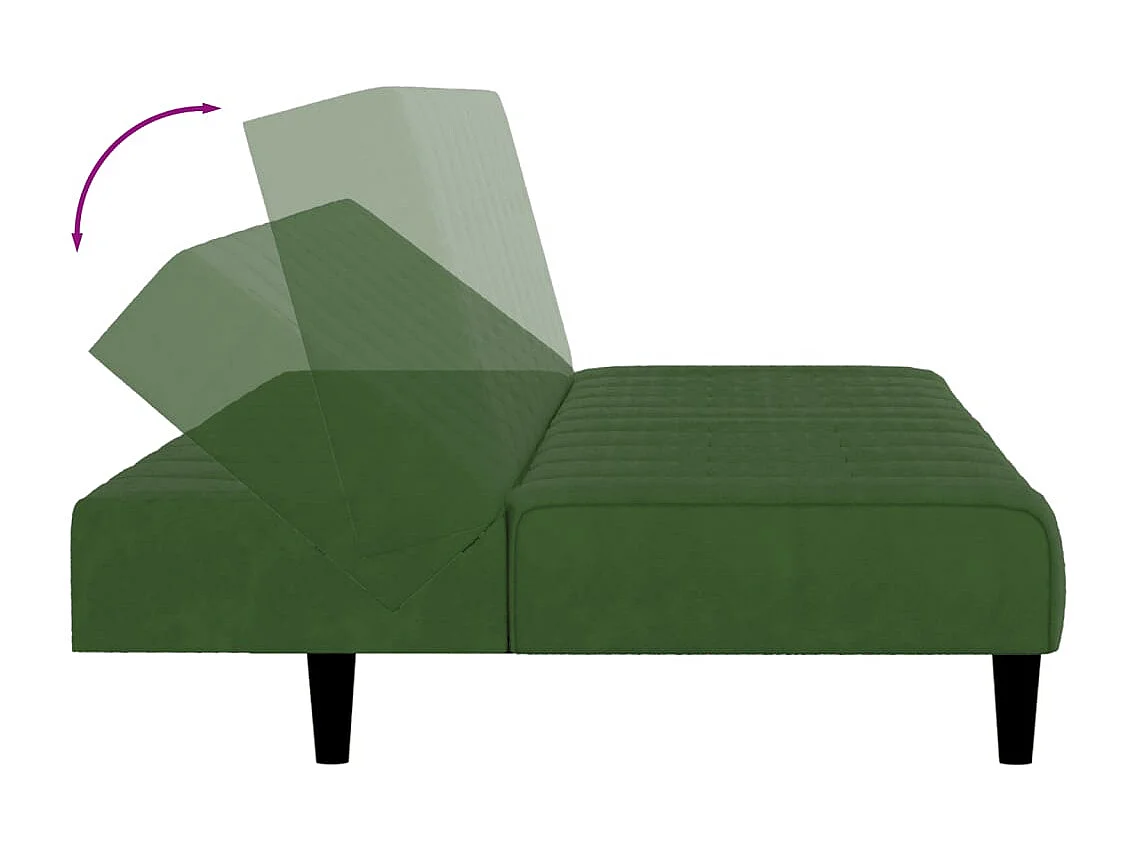 Sofá-cama de 2 lugares veludo verde-escuro