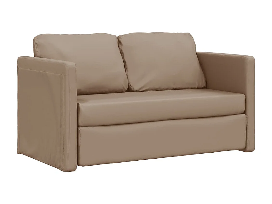 Divano Letto da Terra 2 in 1 Cappuccino 112x174x55cm Similpelle