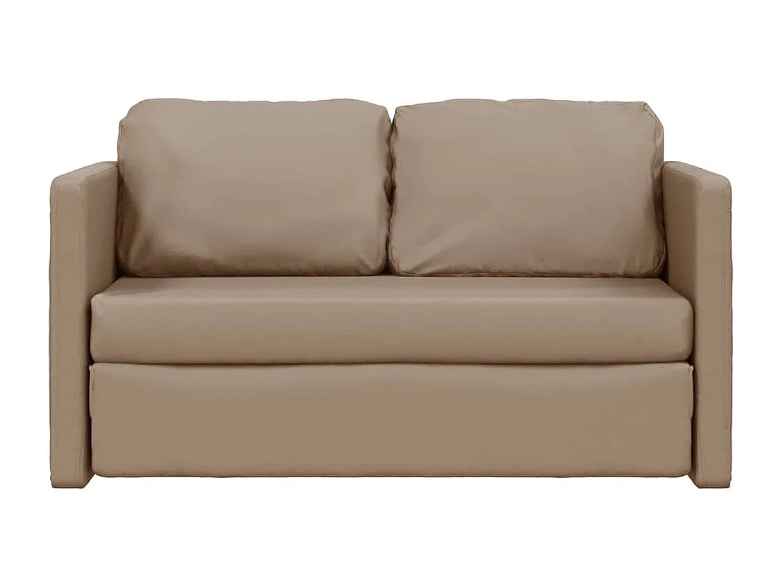 Divano Letto da Terra 2 in 1 Cappuccino 112x174x55cm Similpelle