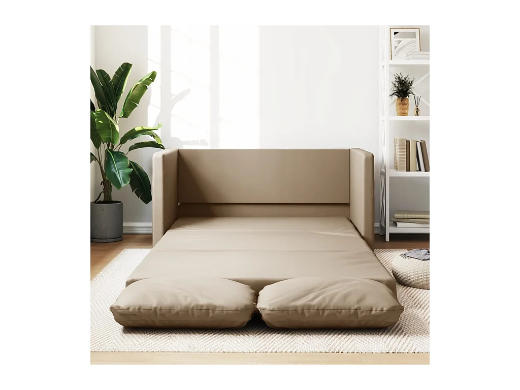 Bodensofa mit Schlaffunktion Cappuccino-Braun Kunstleder
