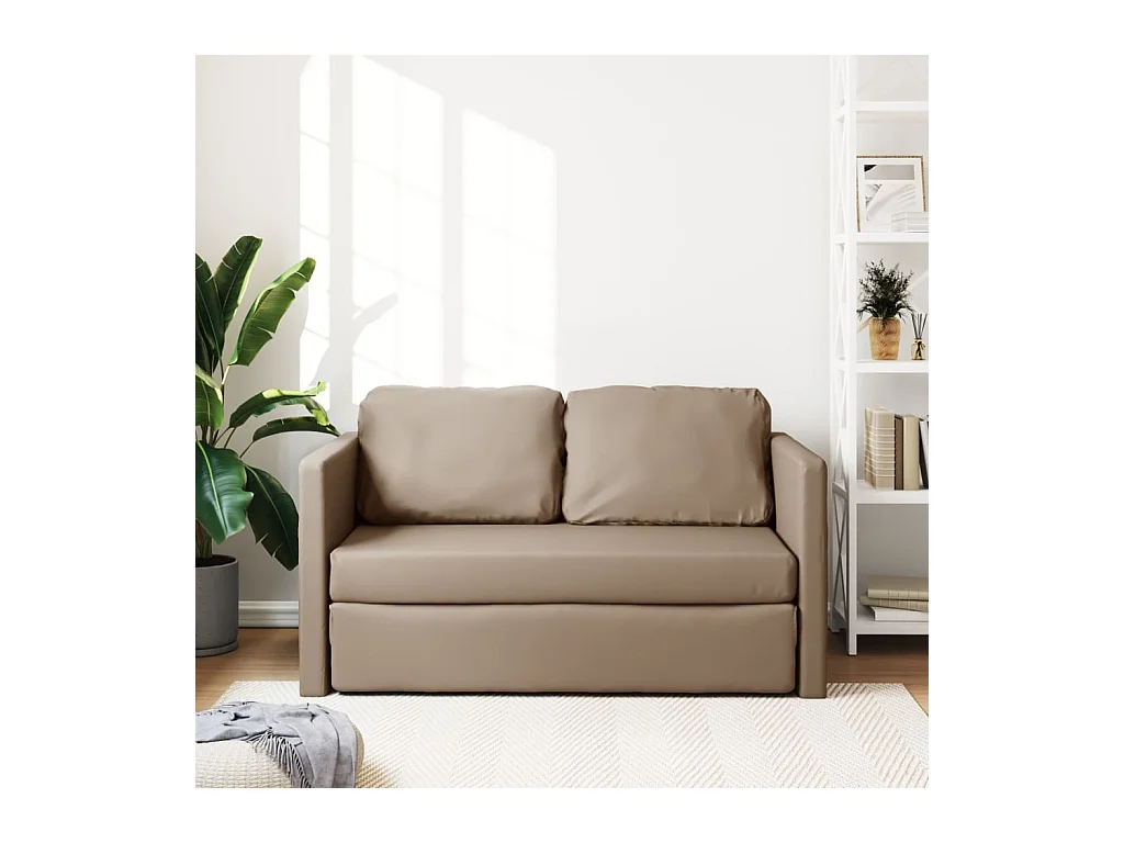 Bodensofa mit Schlaffunktion Cappuccino-Braun Kunstleder
