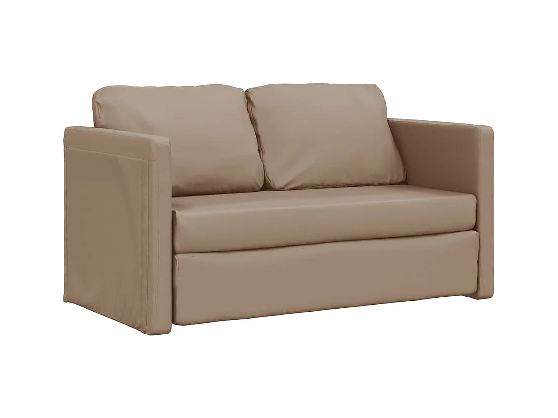 Bodensofa mit Schlaffunktion Cappuccino-Braun Kunstleder