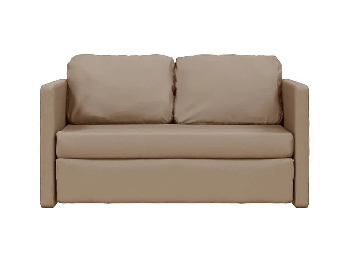 Bodensofa mit Schlaffunktion Cappuccino-Braun Kunstleder