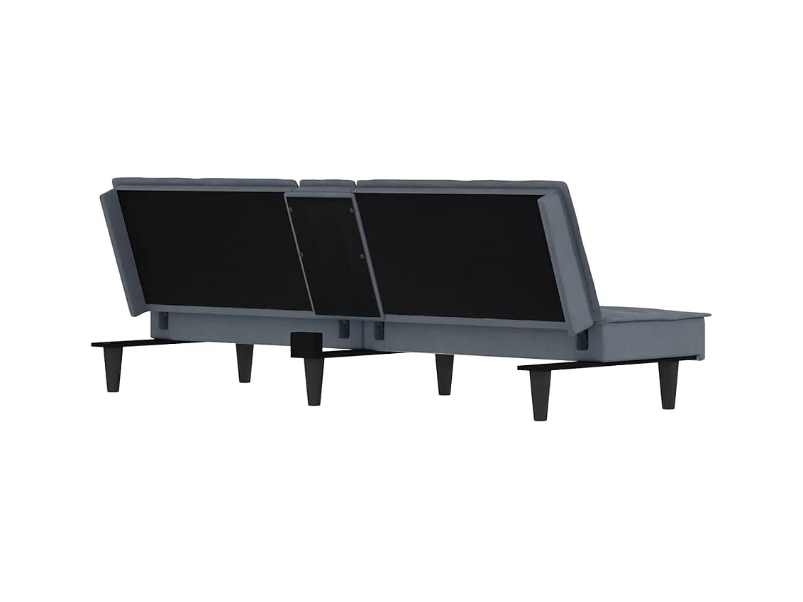 Sofá cama con portavasos terciopelo gris oscuro