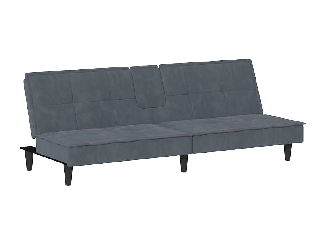 Schlafsofa mit Getränkehaltern Dunkelgrau Samt