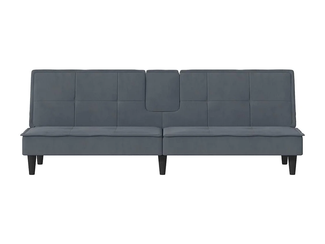 Schlafsofa mit Getränkehaltern Dunkelgrau Samt