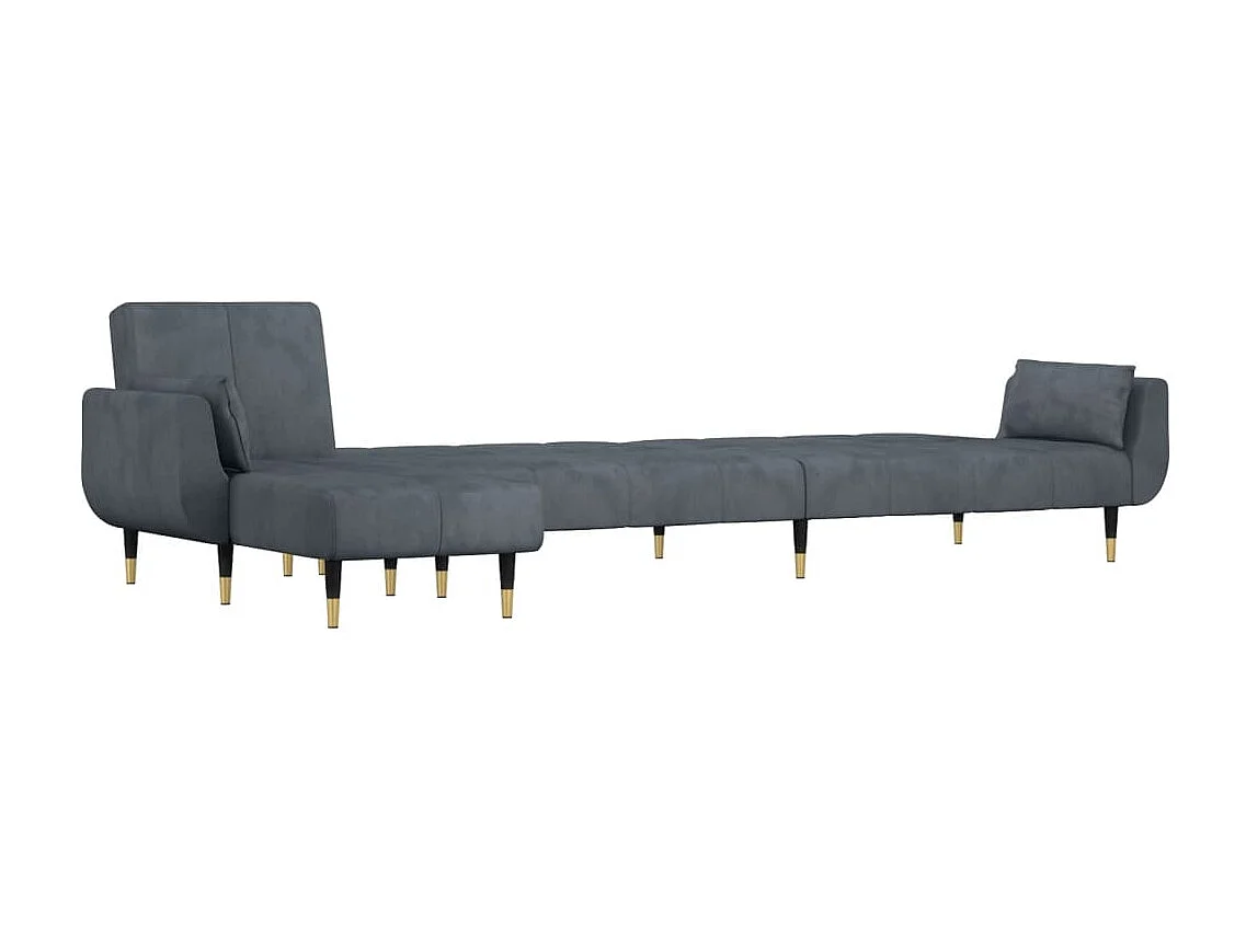 Slaapbank L-vormig 275x140x70 cm fluweel donkergrijs