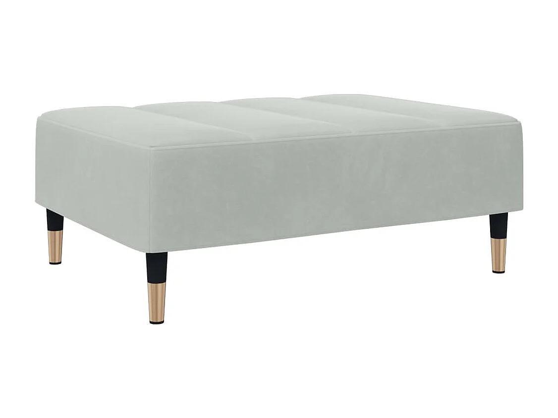 Sofá-cama 2 lugares c/ apoio de pés veludo cinza-claro