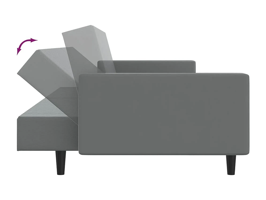 Sofá-cama de 2 lugares couro artificial cinzento