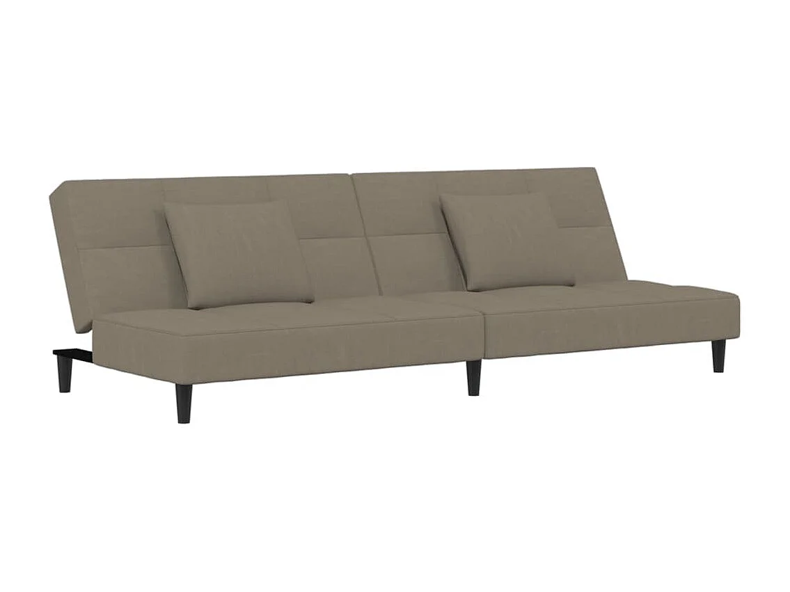 Sofá-cama 2 lugares com duas almofadas veludo cinzento-claro