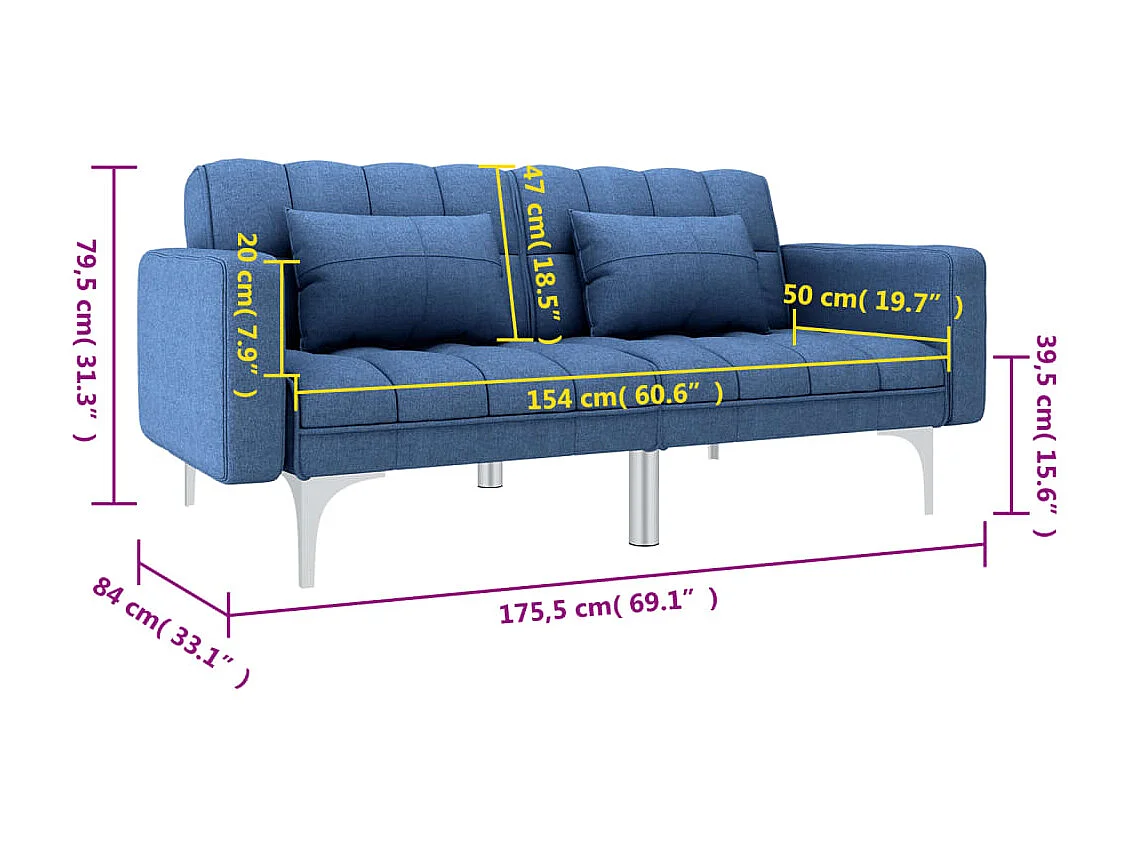 Schlafsofa Blau Stoff