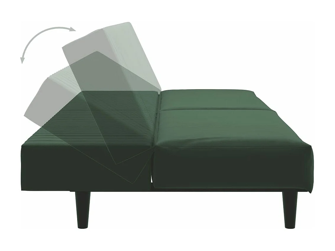 Divano Letto a 2 Posti Verde Scuro in Velluto