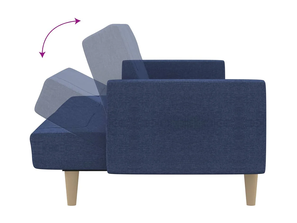 Sofá-cama de 2 lugares tecido azul