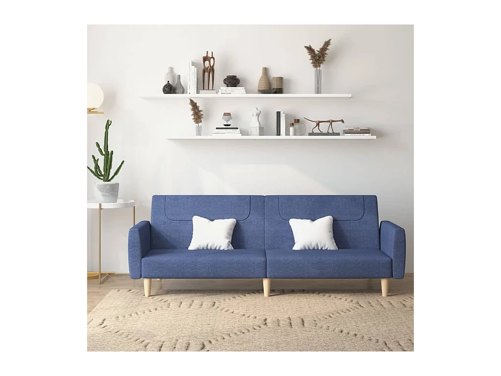 Schlafsofa 2-Sitzer Blau Stoff