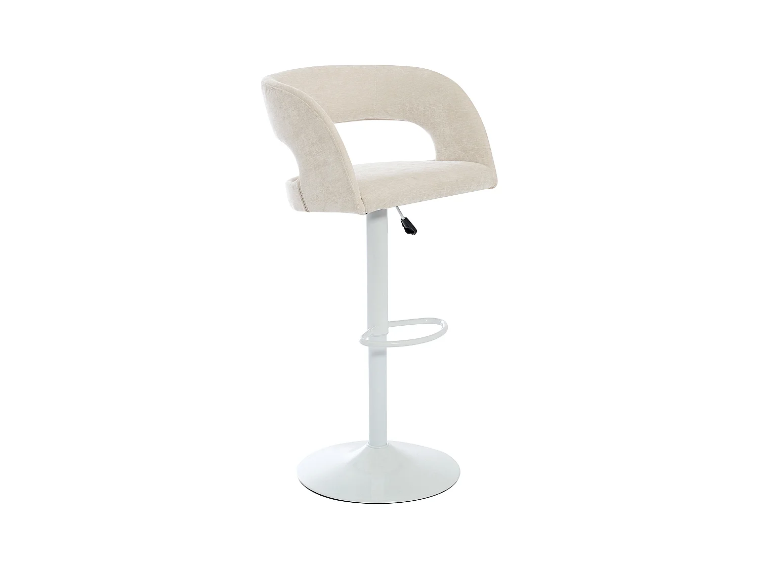 Barhocker 2er-Set höhenverstellbar - Stoff & weißes Metall - Cremefarben - LAJUNIA