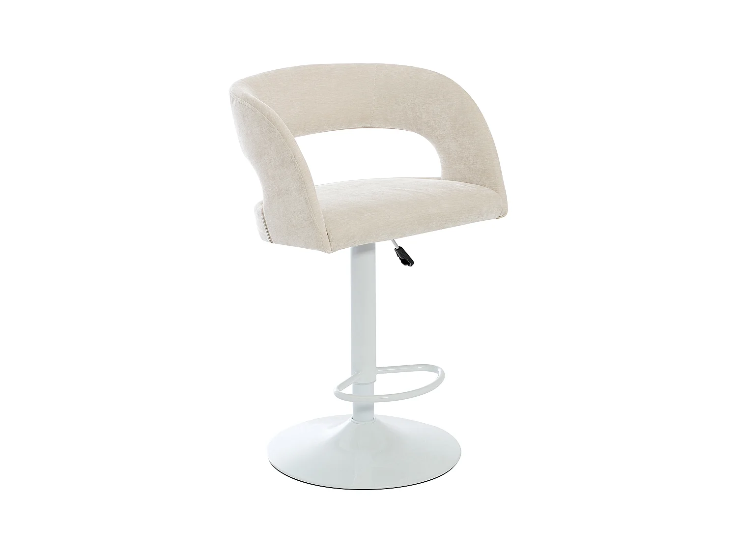 Barhocker 2er-Set höhenverstellbar - Stoff & weißes Metall - Cremefarben - LAJUNIA