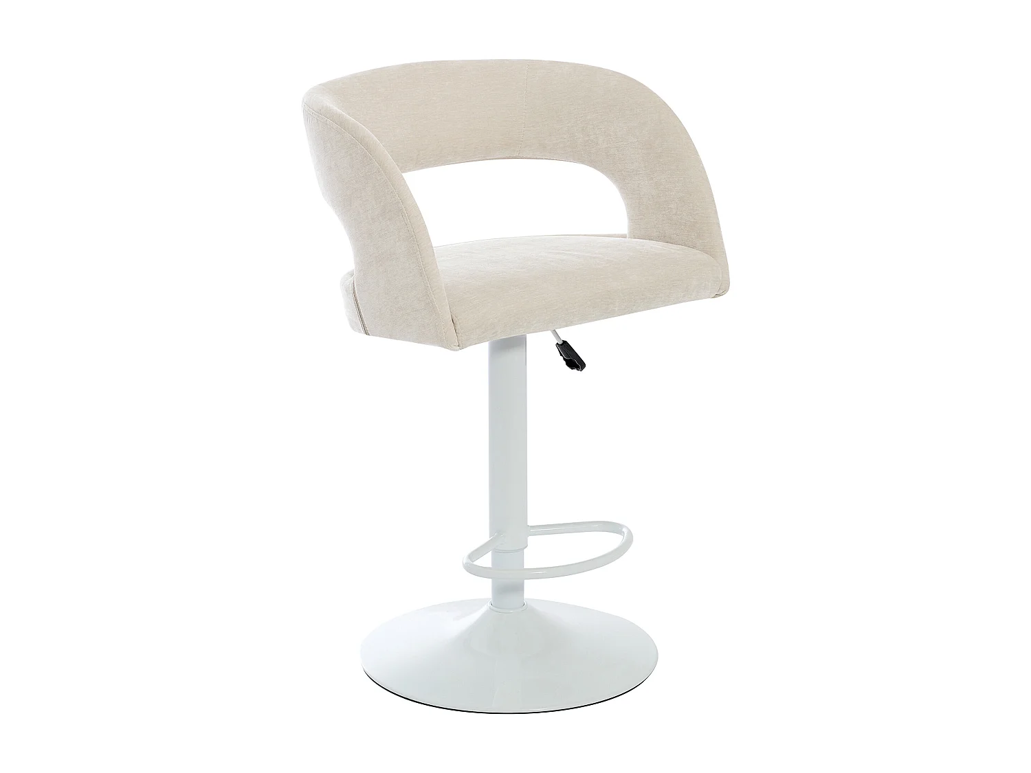 Lot de 2 tabourets de bar en tissu et métal blanc - Hauteur réglable - Crème - LAJUNIA