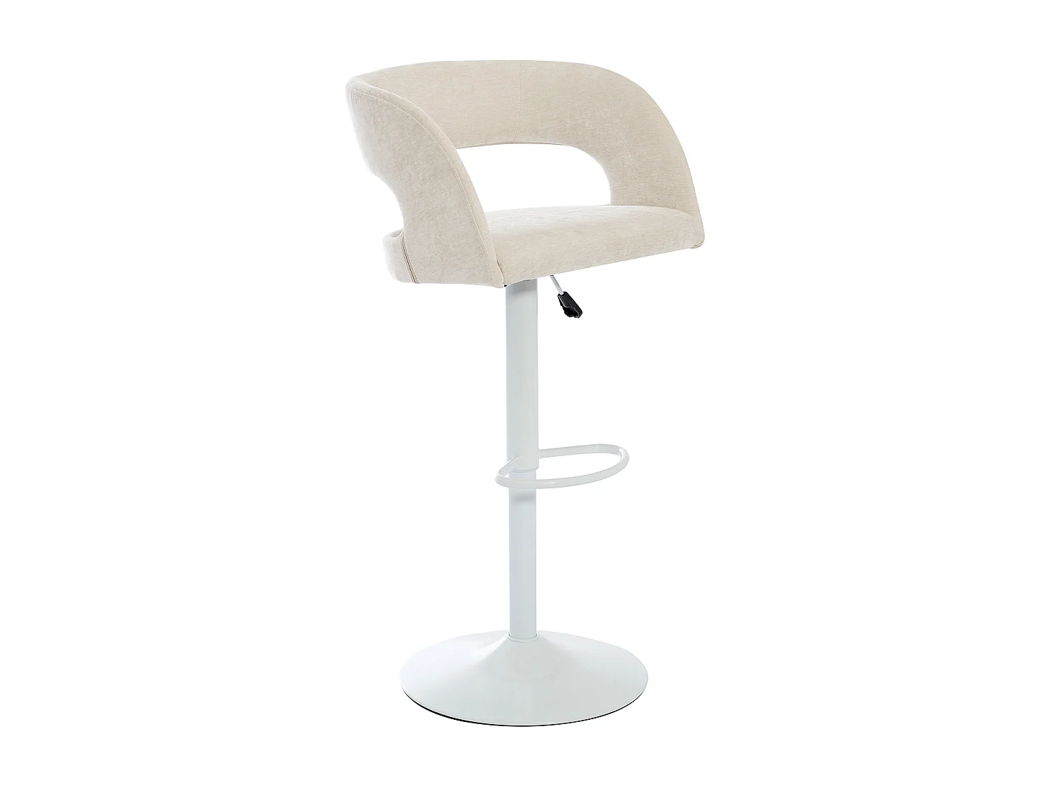 Lot de 2 tabourets de bar en tissu et métal blanc - Hauteur réglable - Crème - LAJUNIA