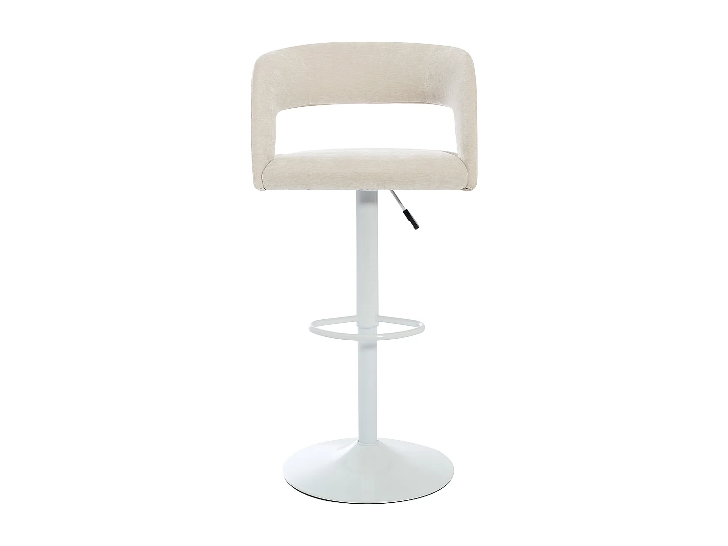 Lot de 2 tabourets de bar en tissu et métal blanc - Hauteur réglable - Crème - LAJUNIA