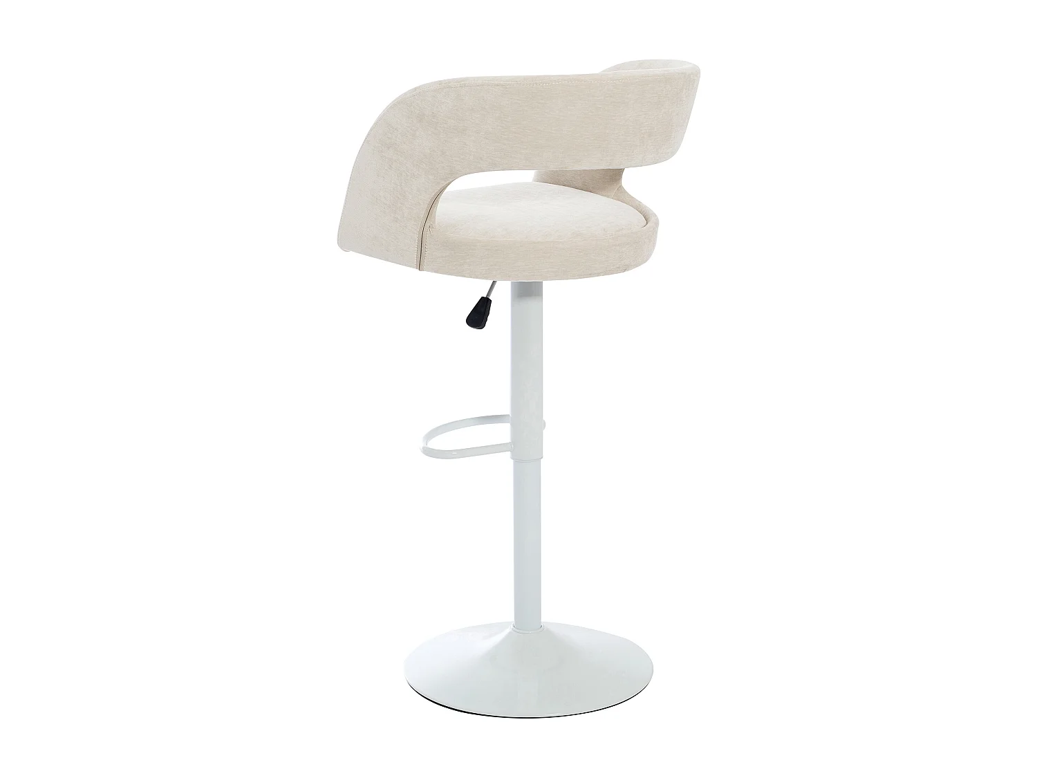 Lot de 2 tabourets de bar en tissu et métal blanc - Hauteur réglable - Crème - LAJUNIA
