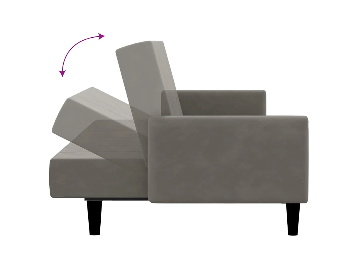 Canapé-lit à 2 places gris clair velours