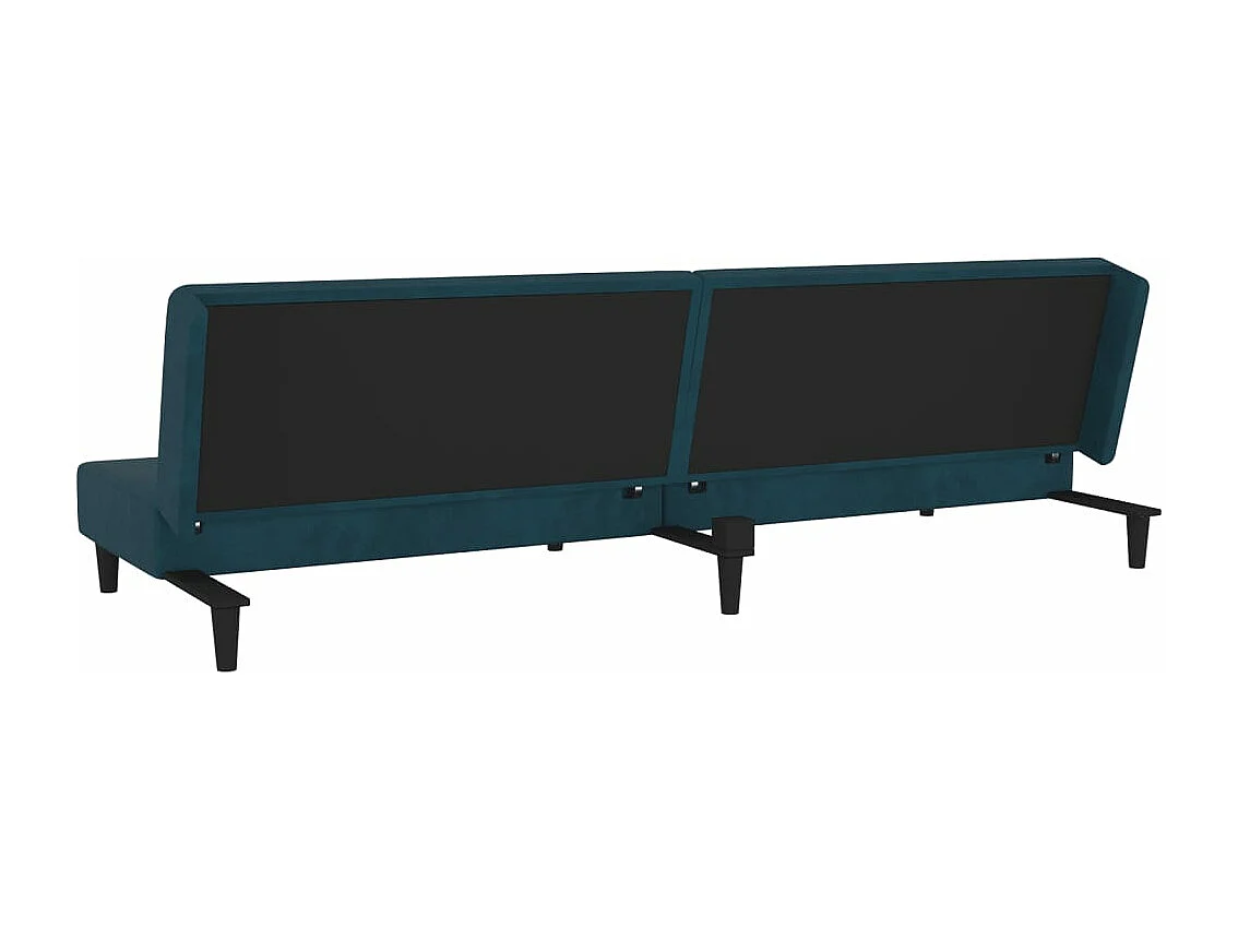 Schlafsofa 2-Sitzer mit 2 Kissen Blau Samt