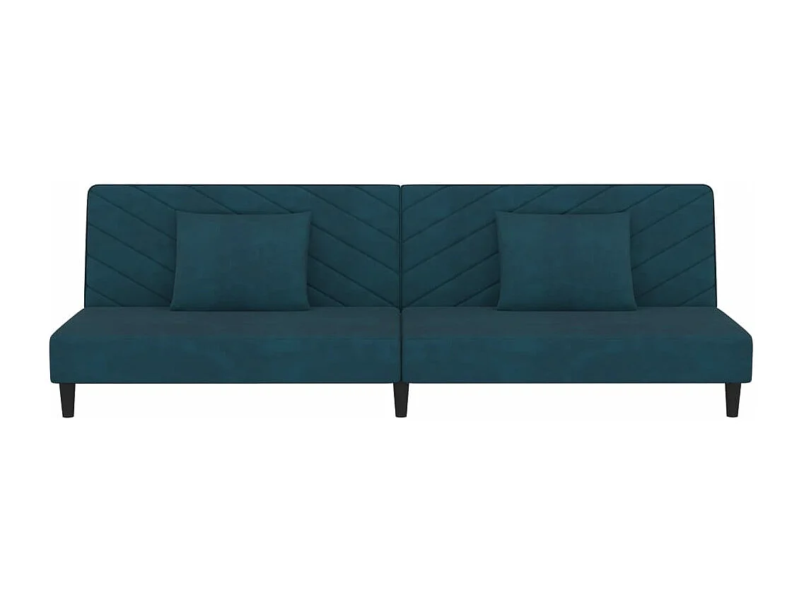 Sofá-cama 2 lugares com duas almofadas veludo azul