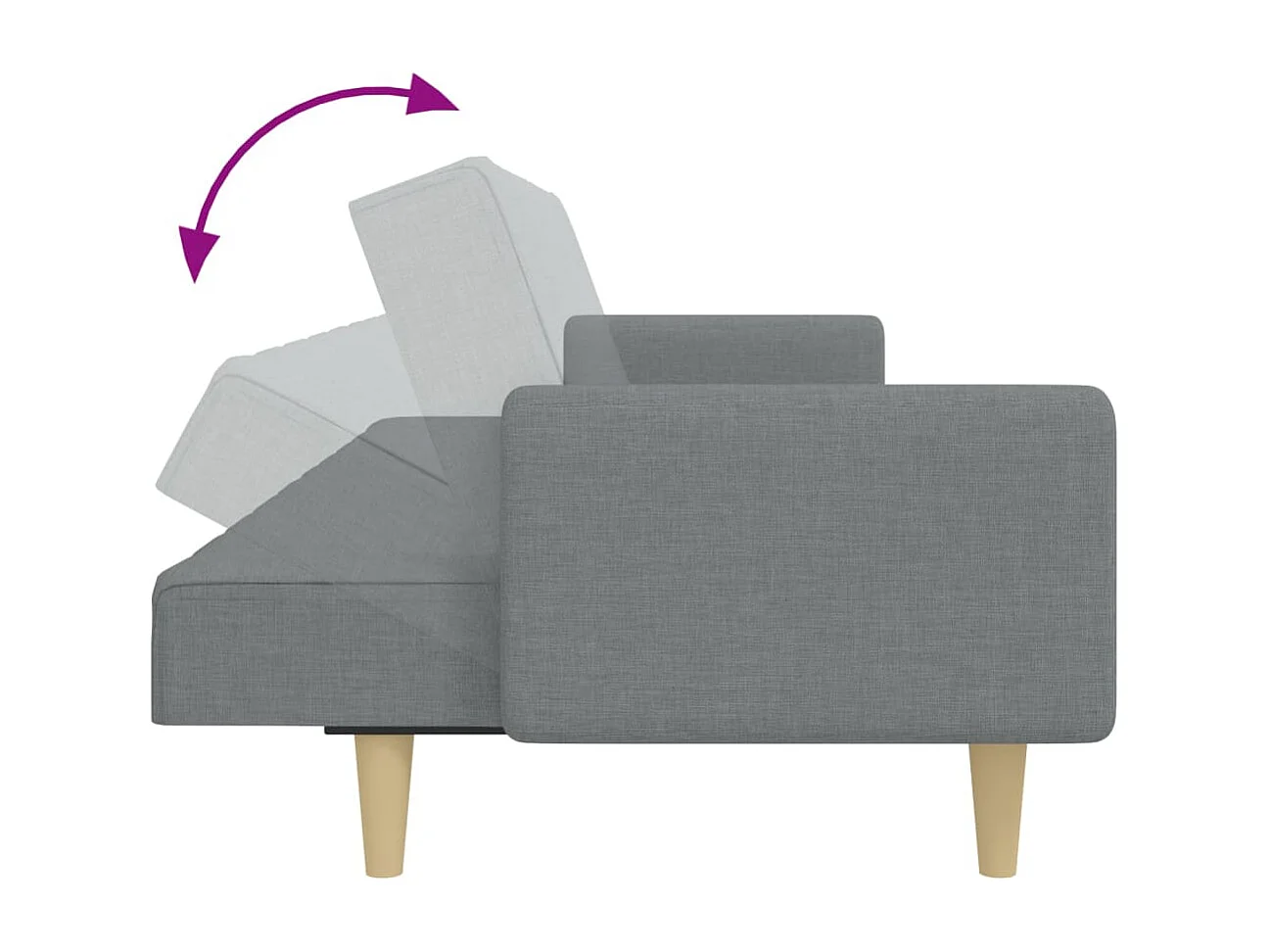 Divano Letto a 2 Posti con Poggiapiedi Grigio Chiaro in Tessuto