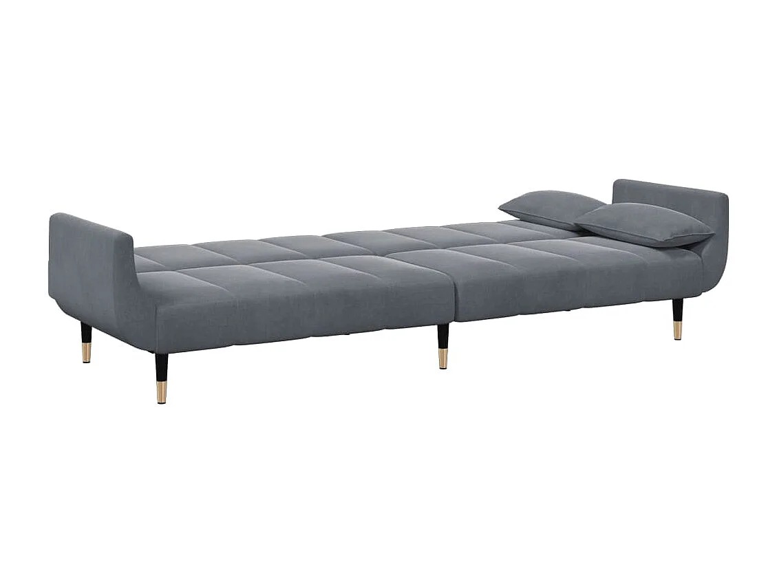 Schlafsofa 2-Sitzer mit Fußhocker Dunkelgrau Samt