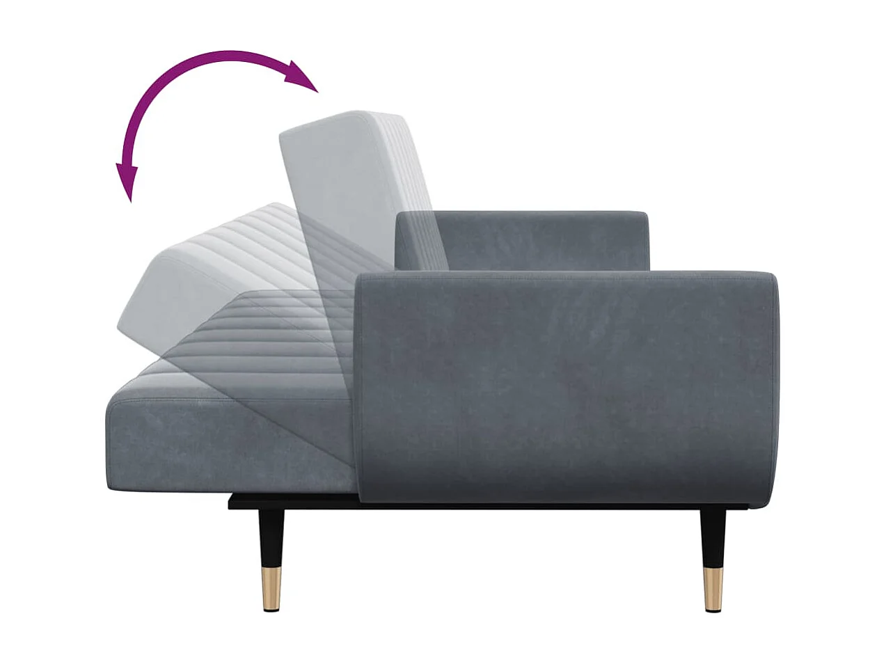 Schlafsofa 2-Sitzer mit Fußhocker Dunkelgrau Samt