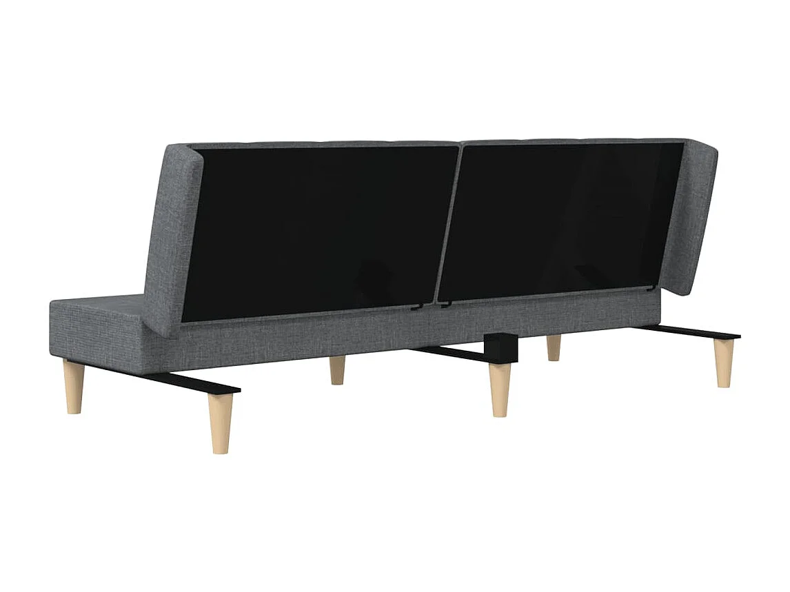 Sofá-cama de 2 lugares tecido cinzento-claro