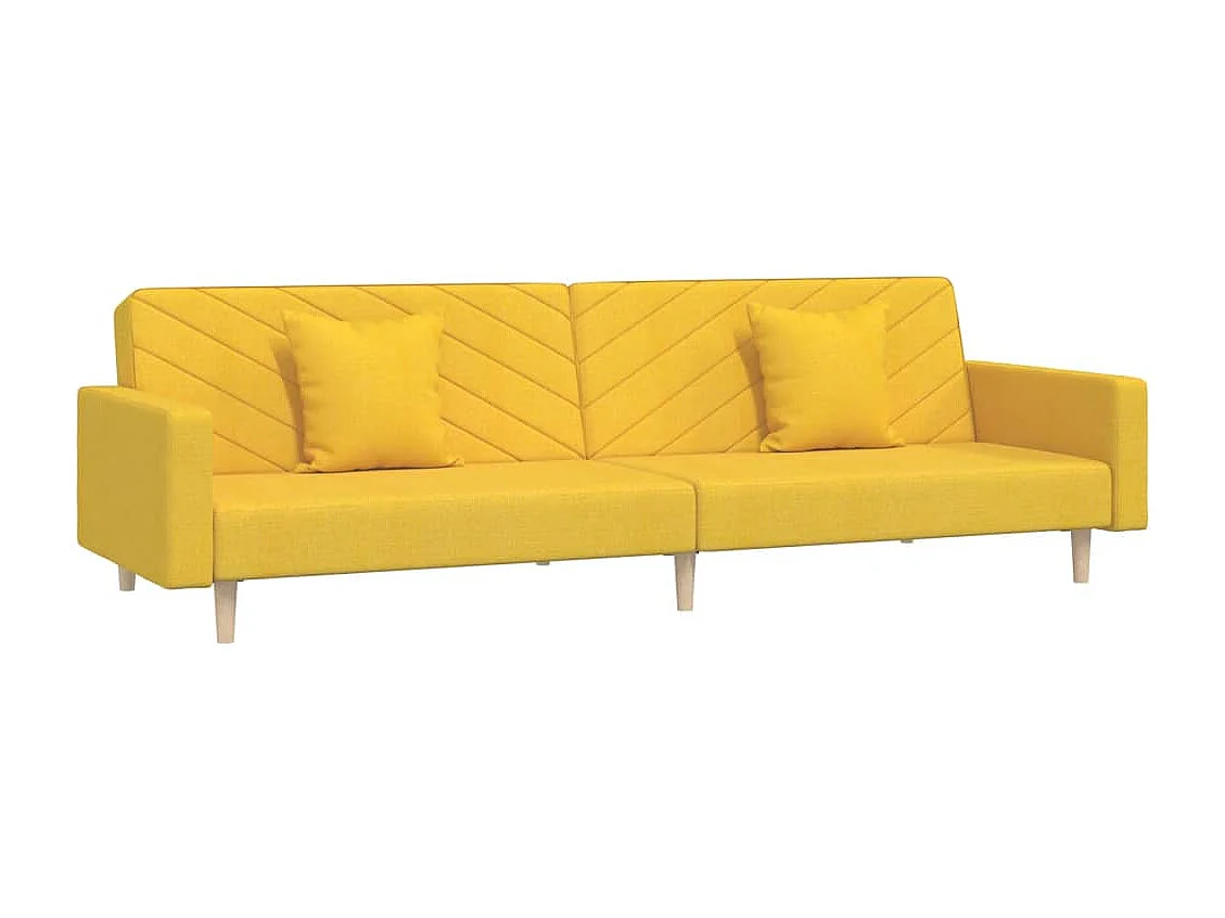 Sofá-cama 2 lugares com duas almofadas tecido amarelo