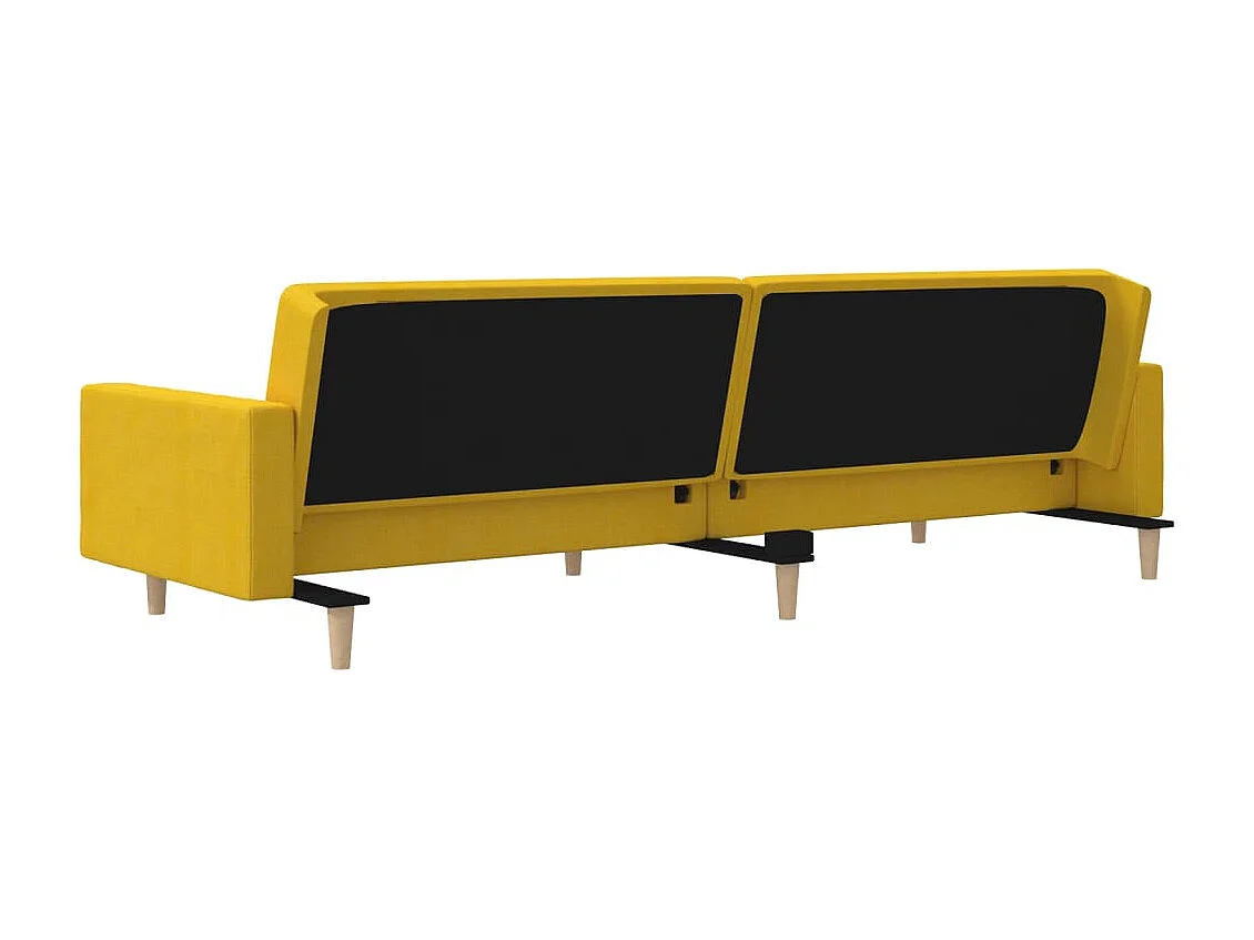 Sofá-cama 2 lugares com duas almofadas tecido amarelo